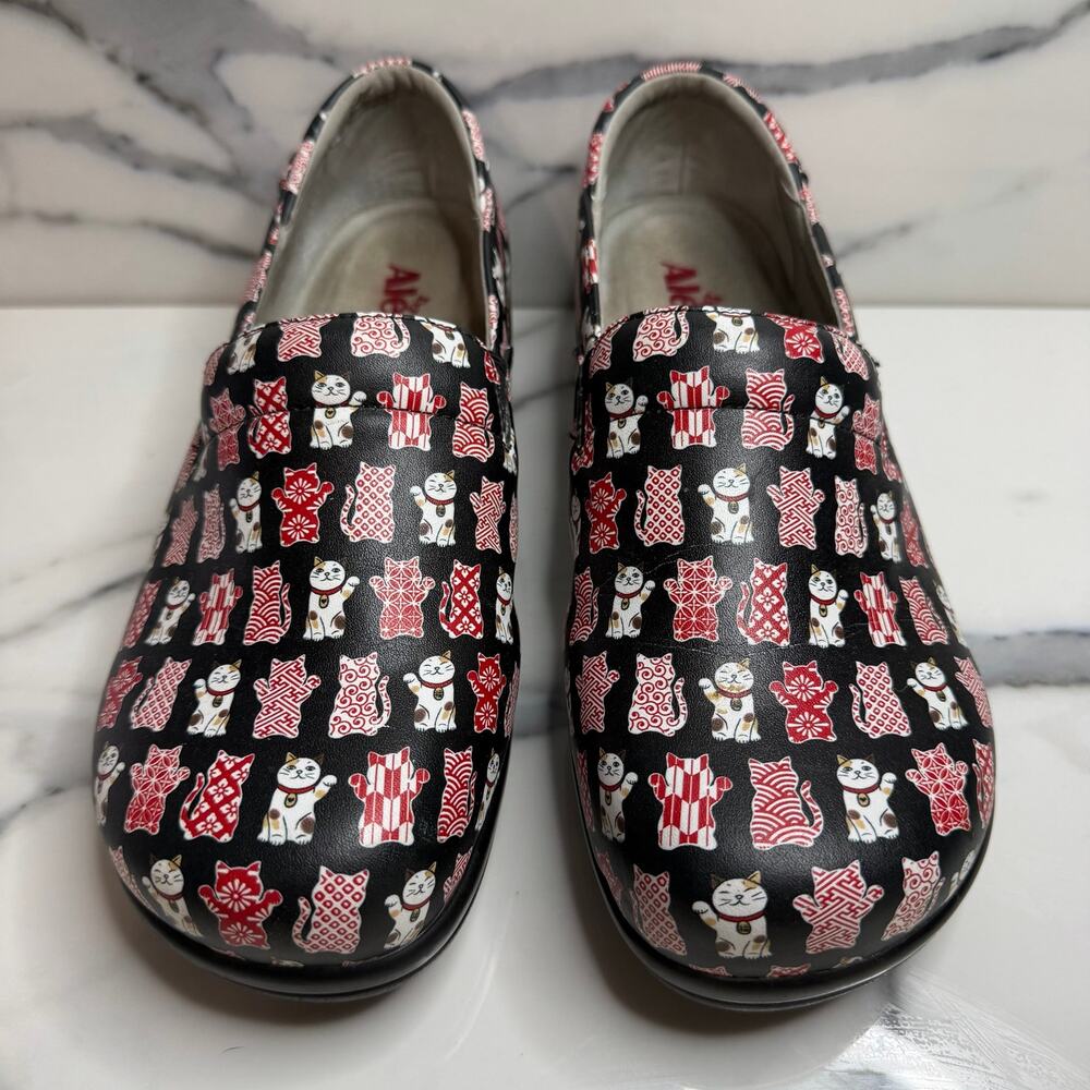 Alegria Wmns Black Leather Lucky Cat Keli Clogs Sz 41 Sz 10.5 Cat Lovers Slip-On - Picture 2 of 7